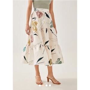 Love Bonito Darline Tiered‎ Midi Skirt in the Willowy Florals print